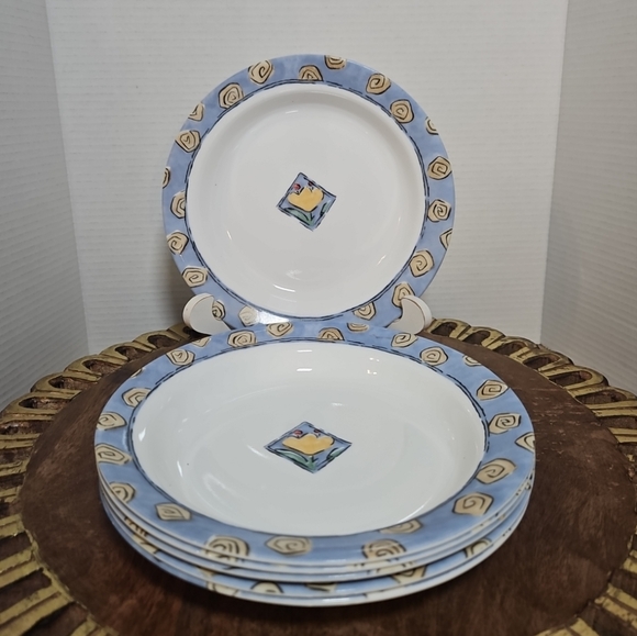 SET OF 6 - CORNING CORELLE - WATERCOLORS - 8 1/2" RIMMED 15 OZ SOUP PASTA BOWLS - Picture 2 of 16